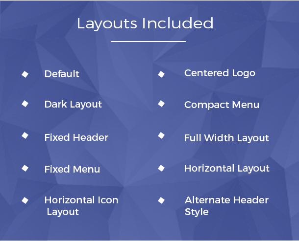 rare builder layouts are dark layout, default header, colored header, centered logo, full width layout